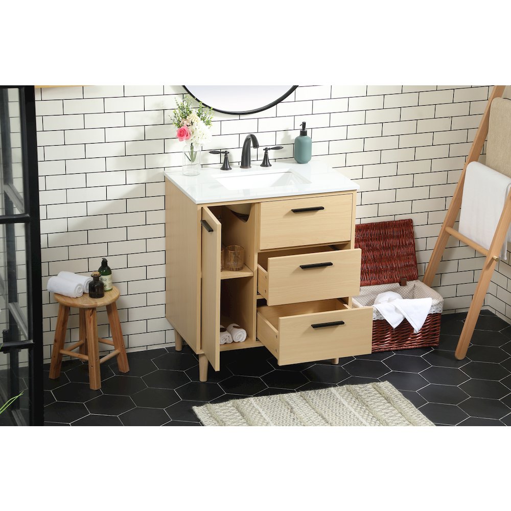 30 inch bathroom vanity in Maple