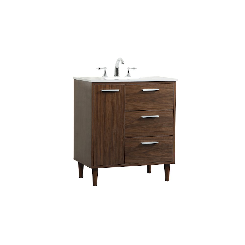 30 inch bathroom vanity in Walnut
