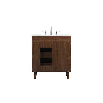 30 inch bathroom vanity in Walnut