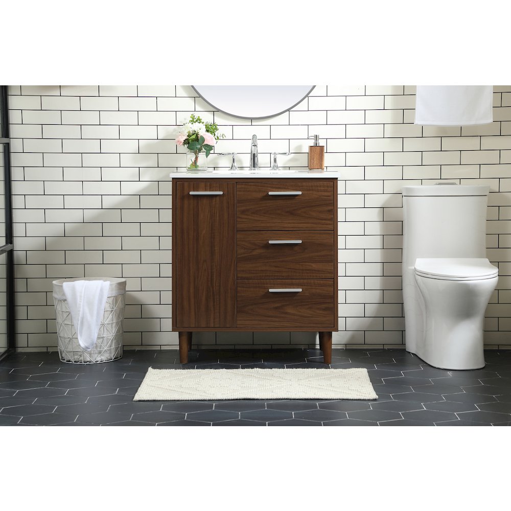 30 inch bathroom vanity in Walnut
