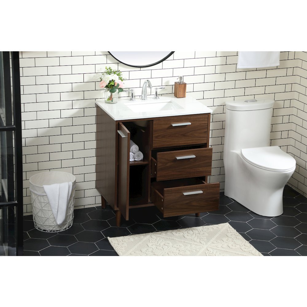 30 inch bathroom vanity in Walnut