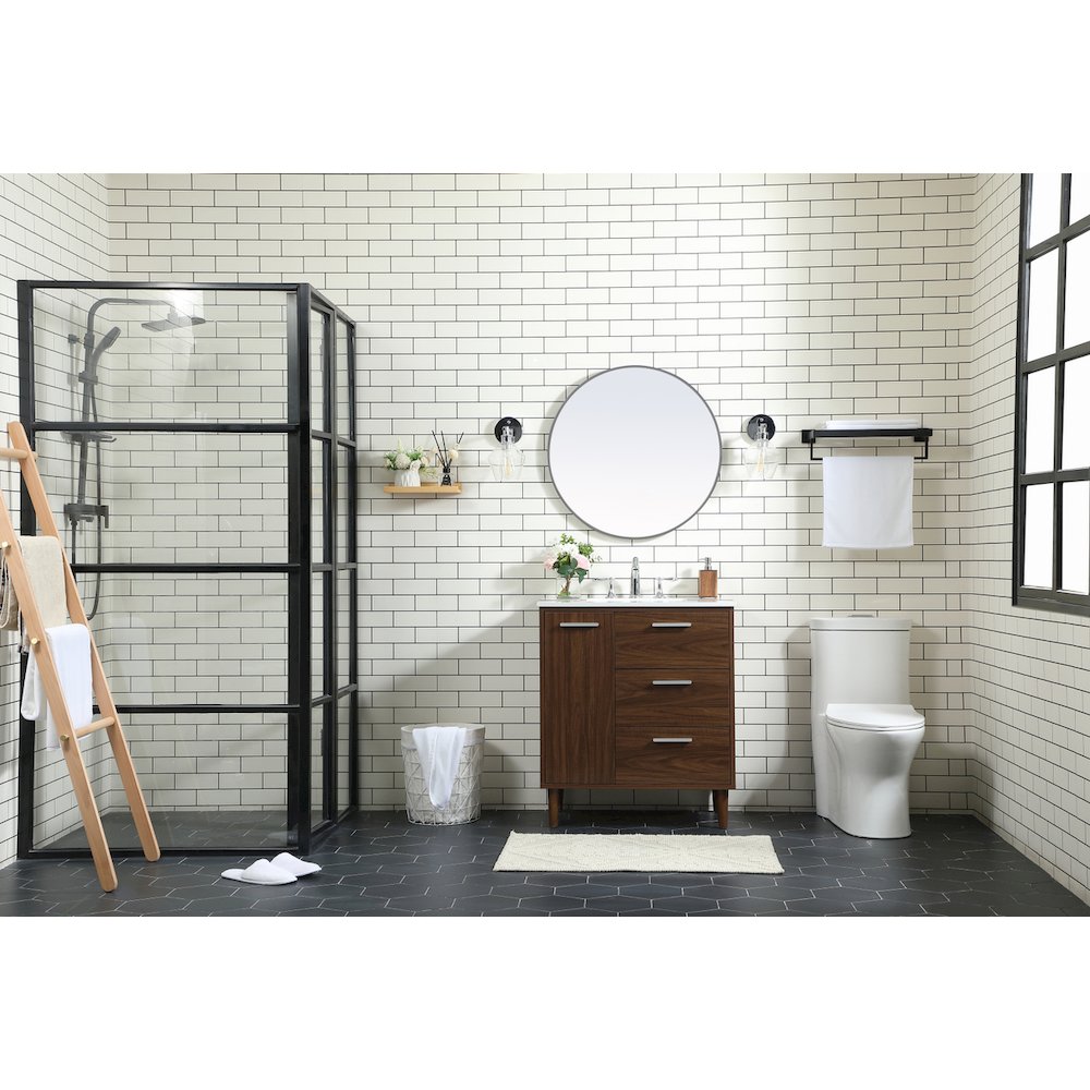 30 inch bathroom vanity in Walnut