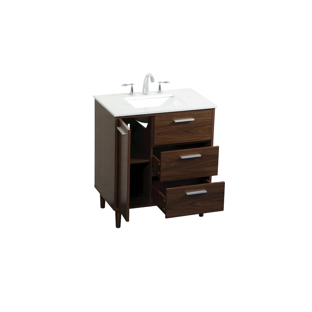 30 inch bathroom vanity in Walnut