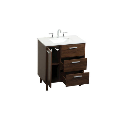 30 inch bathroom vanity in Walnut