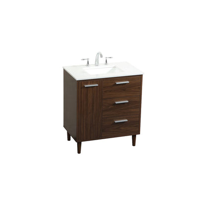 30 inch bathroom vanity in Walnut