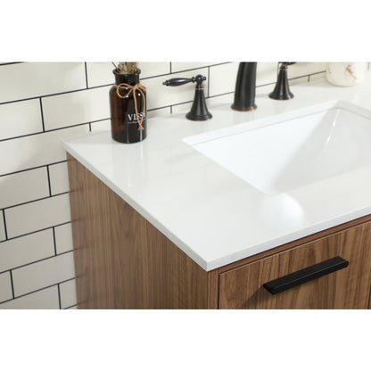 30 inch Single bathroom vanity in walnut brown