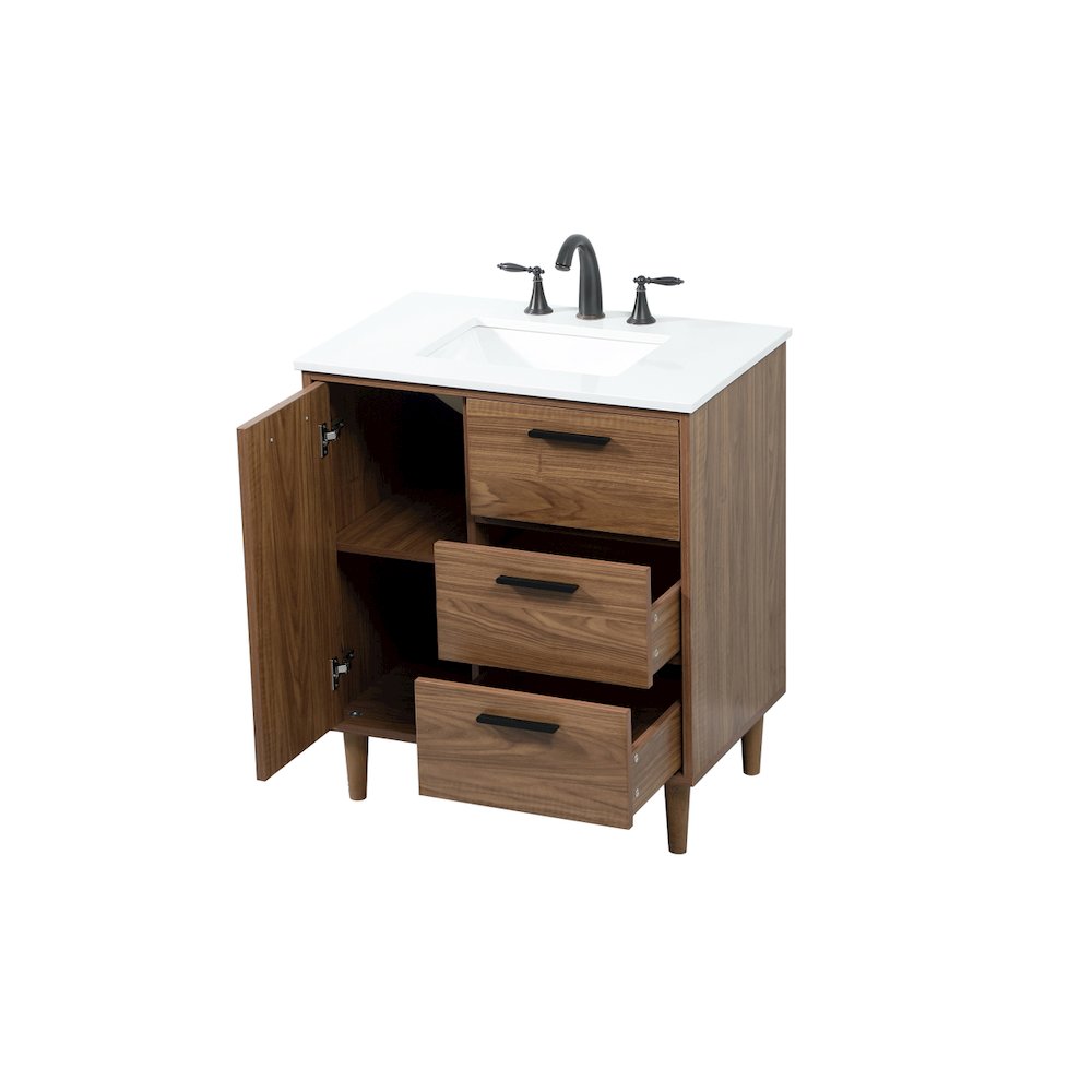 30 inch Single bathroom vanity in walnut brown