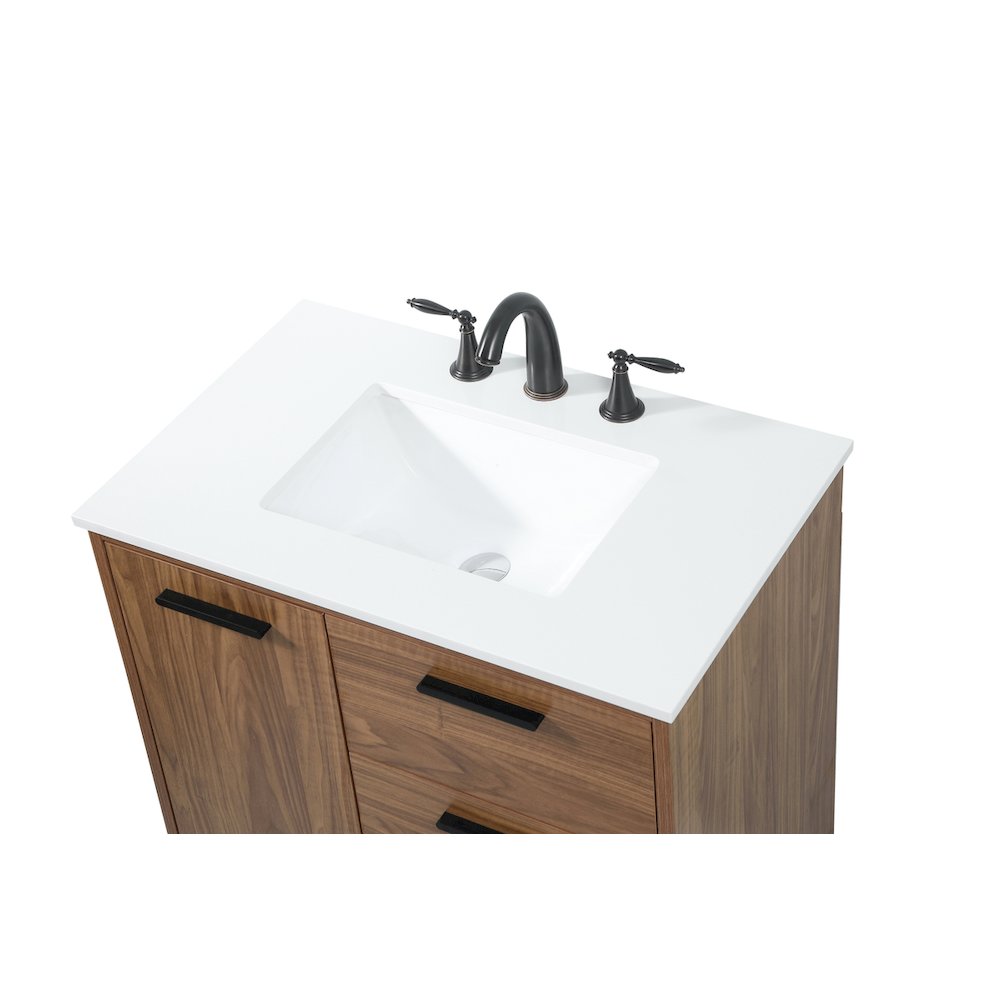 30 inch Single bathroom vanity in walnut brown