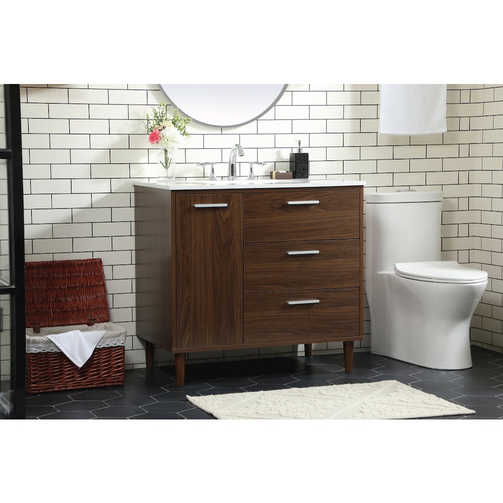 36 inch bathroom vanity in Walnut