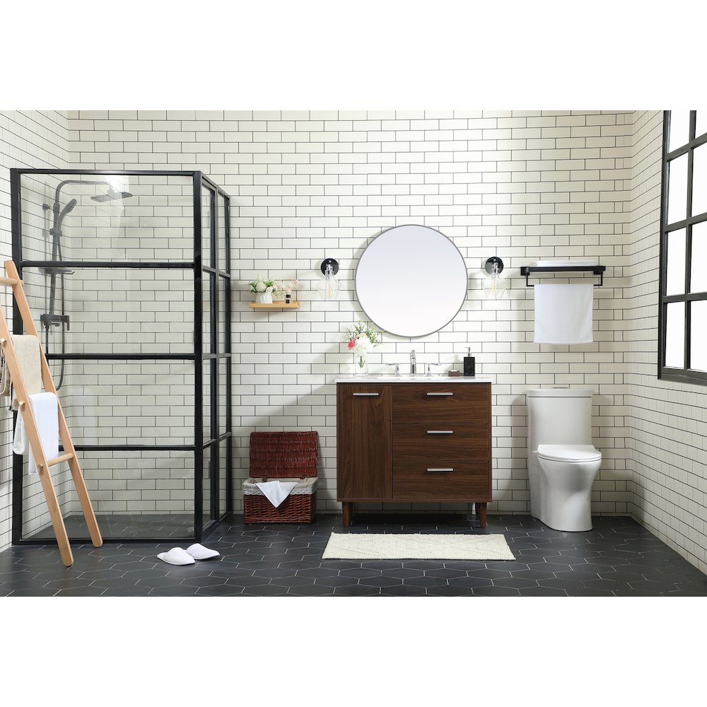 36 inch bathroom vanity in Walnut