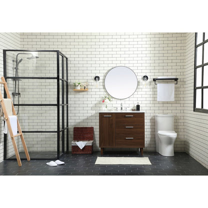 36 inch bathroom vanity in Walnut