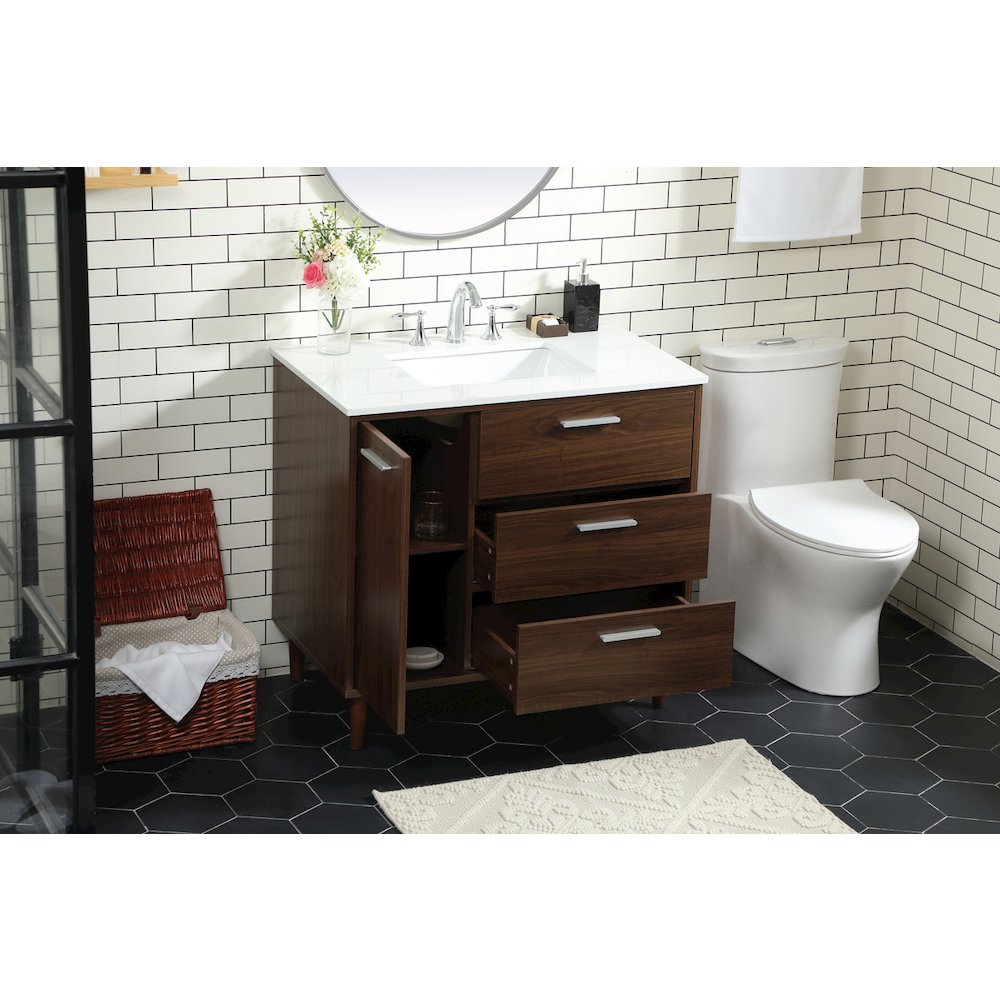 36 inch bathroom vanity in Walnut