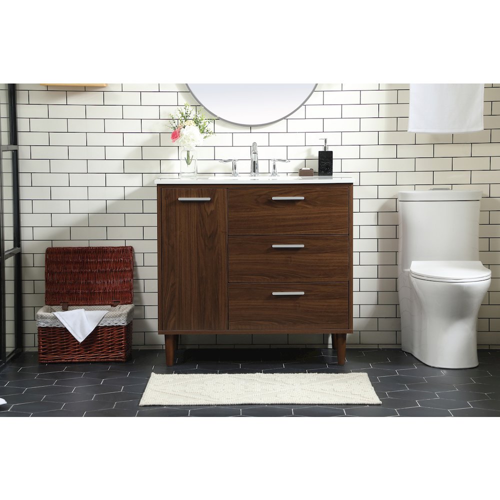 36 inch bathroom vanity in Walnut
