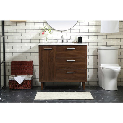36 inch bathroom vanity in Walnut