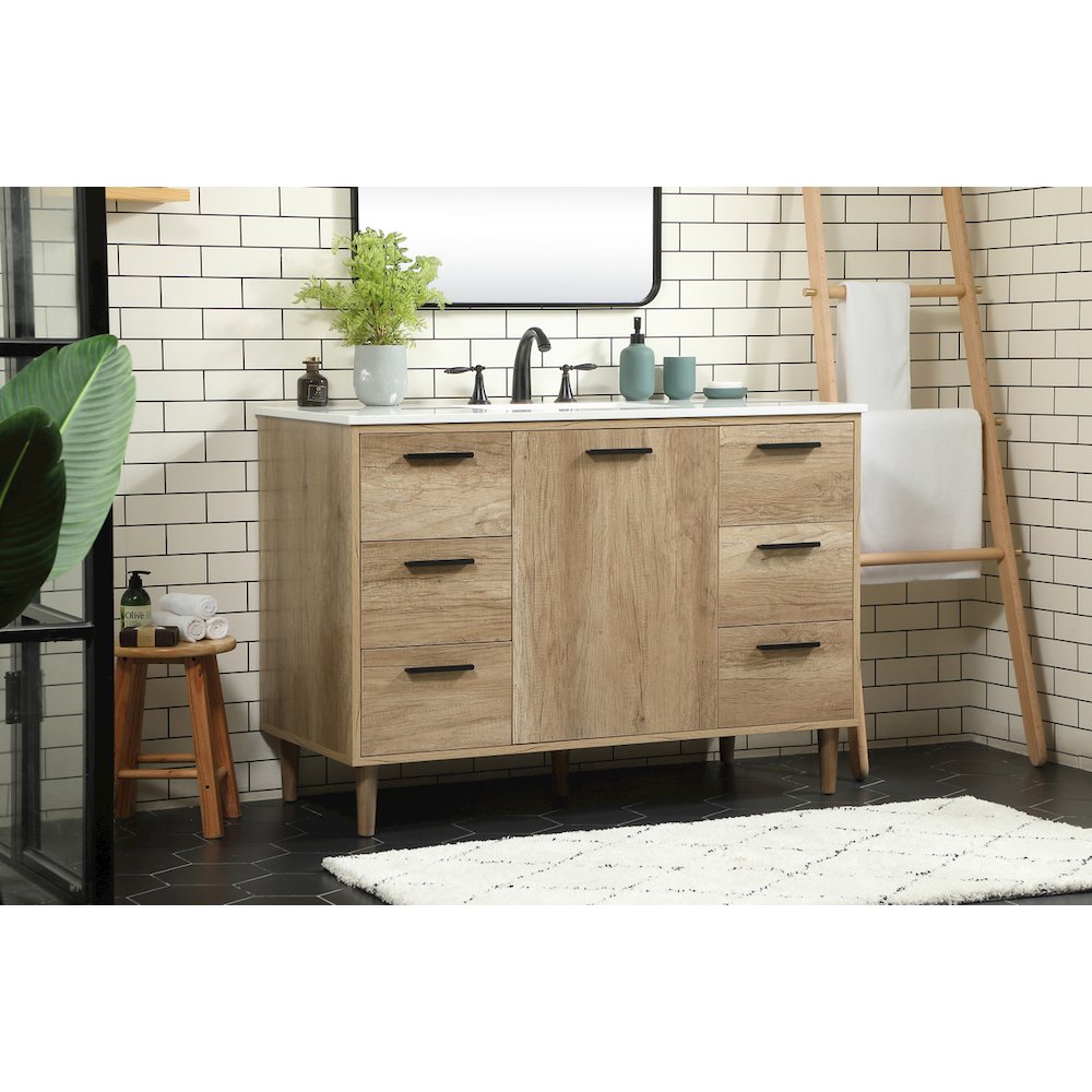 48 inch Single bathroom vanity in natural oak