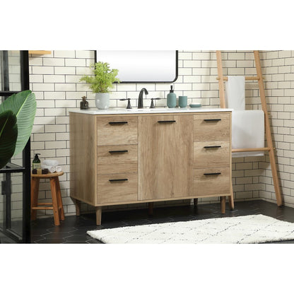 48 inch Single bathroom vanity in natural oak
