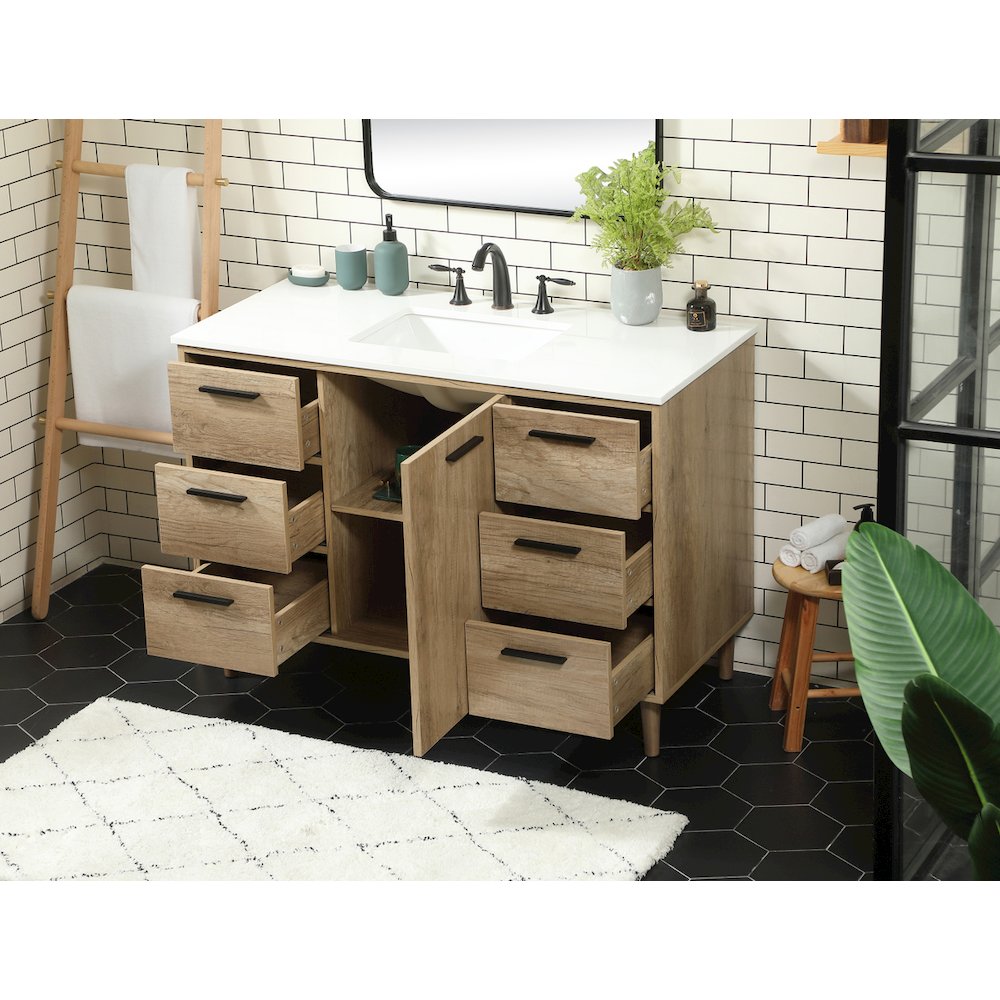48 inch Single bathroom vanity in natural oak