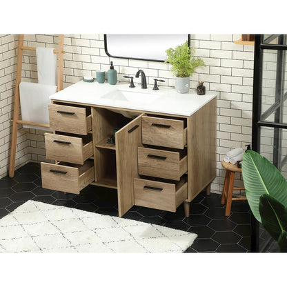48 inch Single bathroom vanity in natural oak