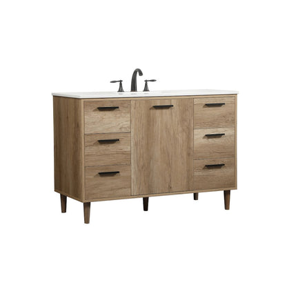 48 inch Single bathroom vanity in natural oak