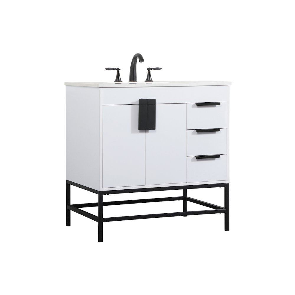 32 inch Single bathroom vanity in white