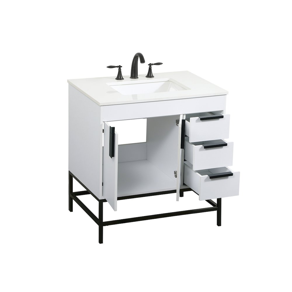 32 inch Single bathroom vanity in white