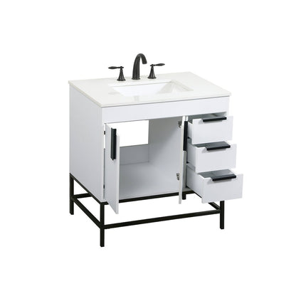 32 inch Single bathroom vanity in white