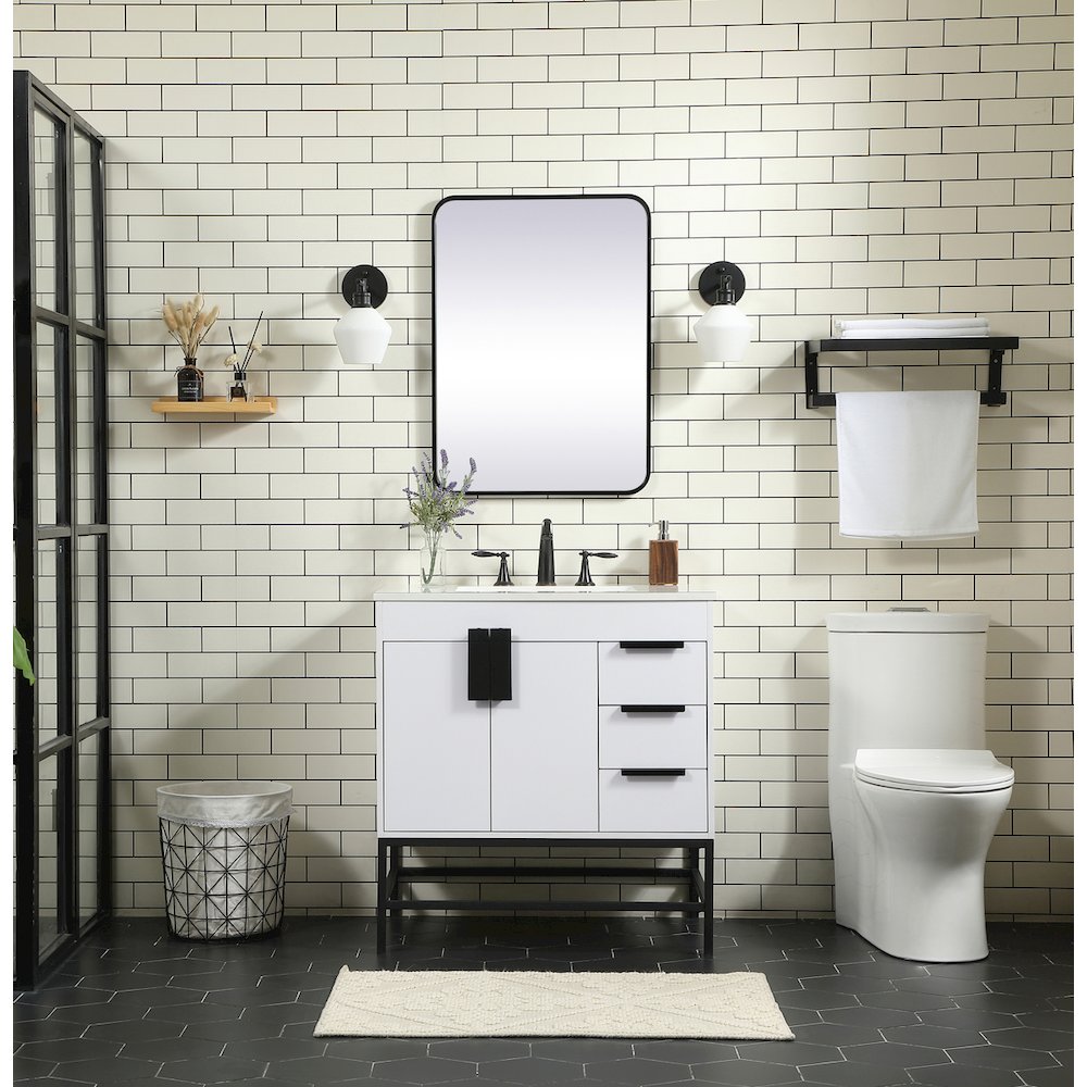 32 inch Single bathroom vanity in white