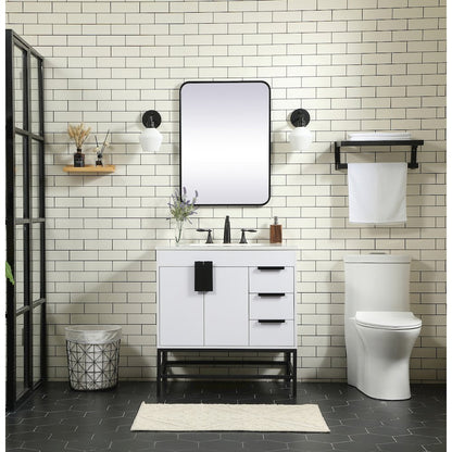 32 inch Single bathroom vanity in white