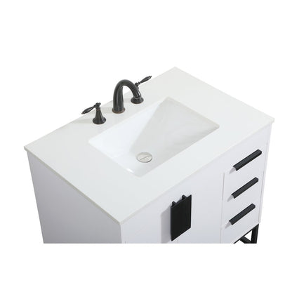 32 inch Single bathroom vanity in white