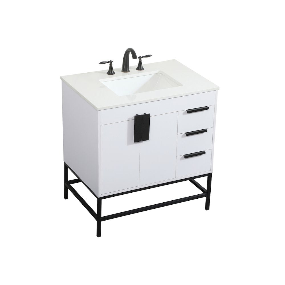32 inch Single bathroom vanity in white