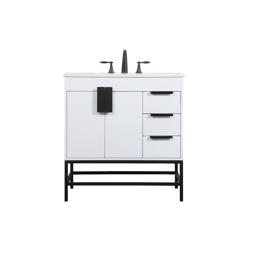 32 inch Single bathroom vanity in white