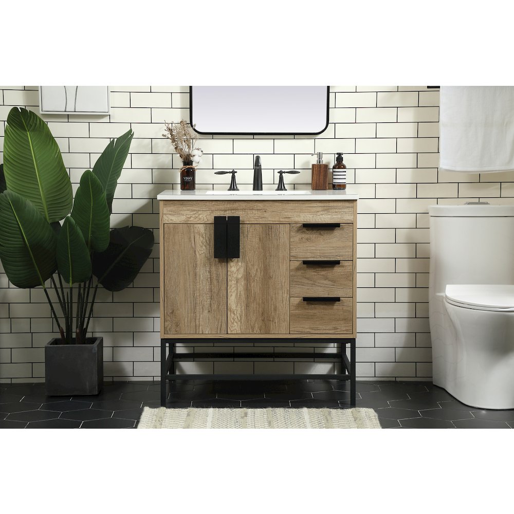 32 inch Single bathroom vanity in natural oak
