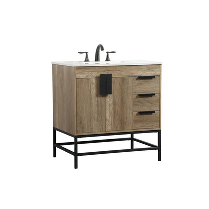 32 inch Single bathroom vanity in natural oak