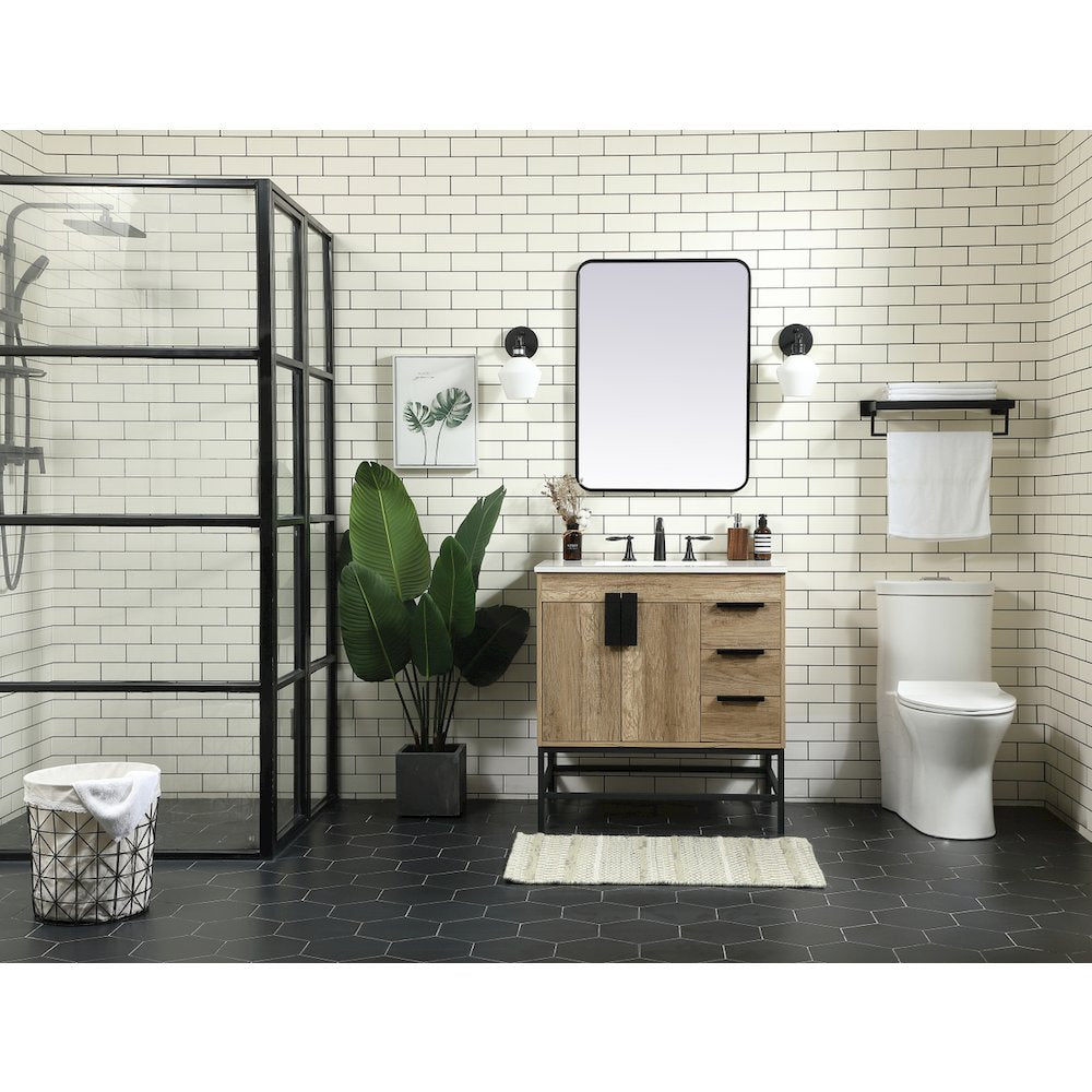32 inch Single bathroom vanity in natural oak