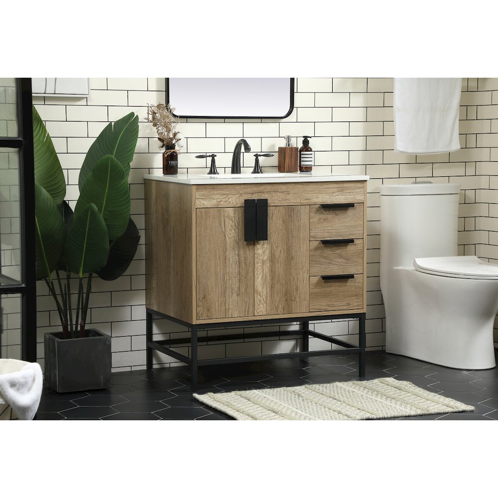 32 inch Single bathroom vanity in natural oak