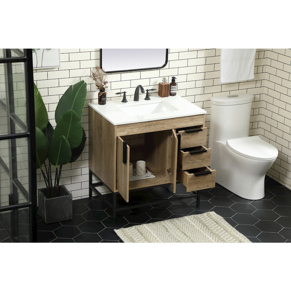 32 inch Single bathroom vanity in natural oak
