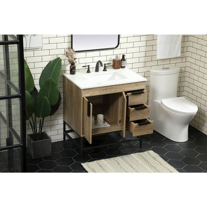 32 inch Single bathroom vanity in natural oak