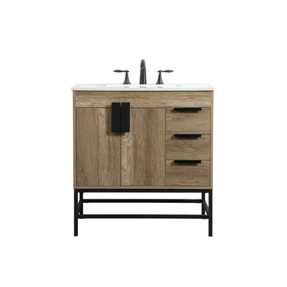 32 inch Single bathroom vanity in natural oak