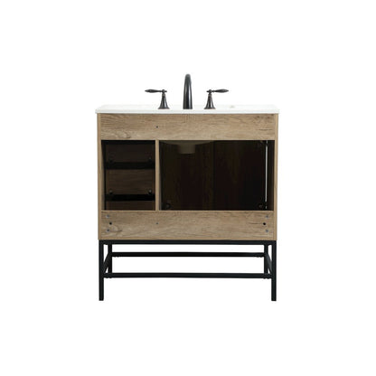 32 inch Single bathroom vanity in natural oak