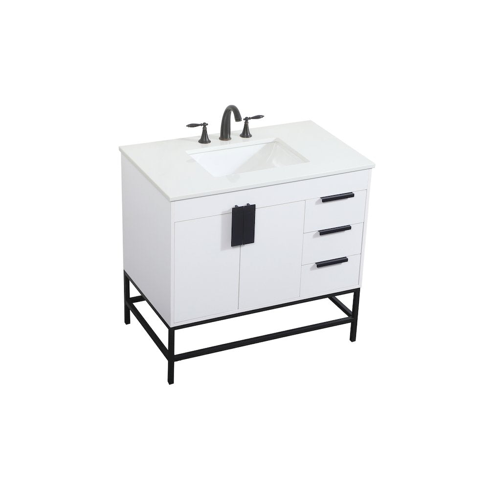 36 inch Single bathroom vanity in white