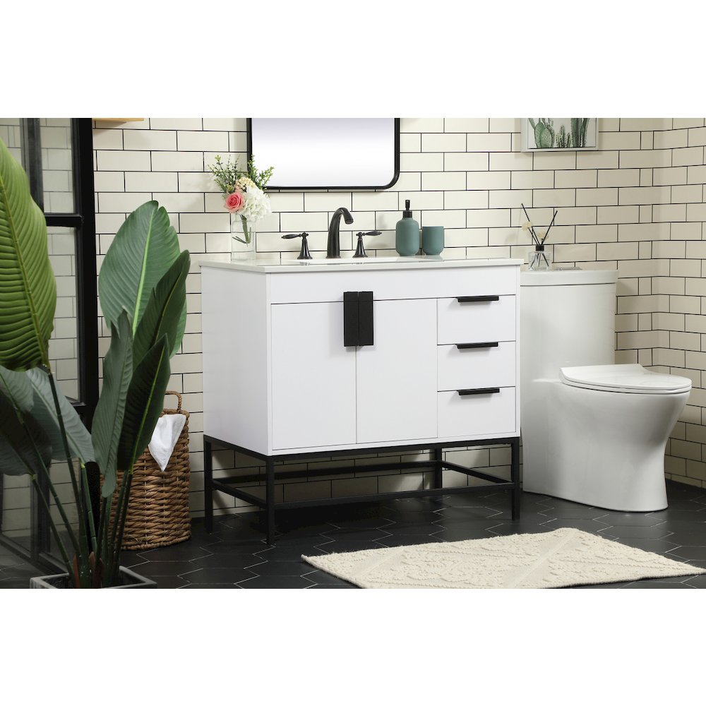 36 inch Single bathroom vanity in white