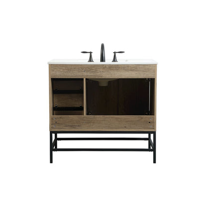 36 inch Single bathroom vanity in natural oak