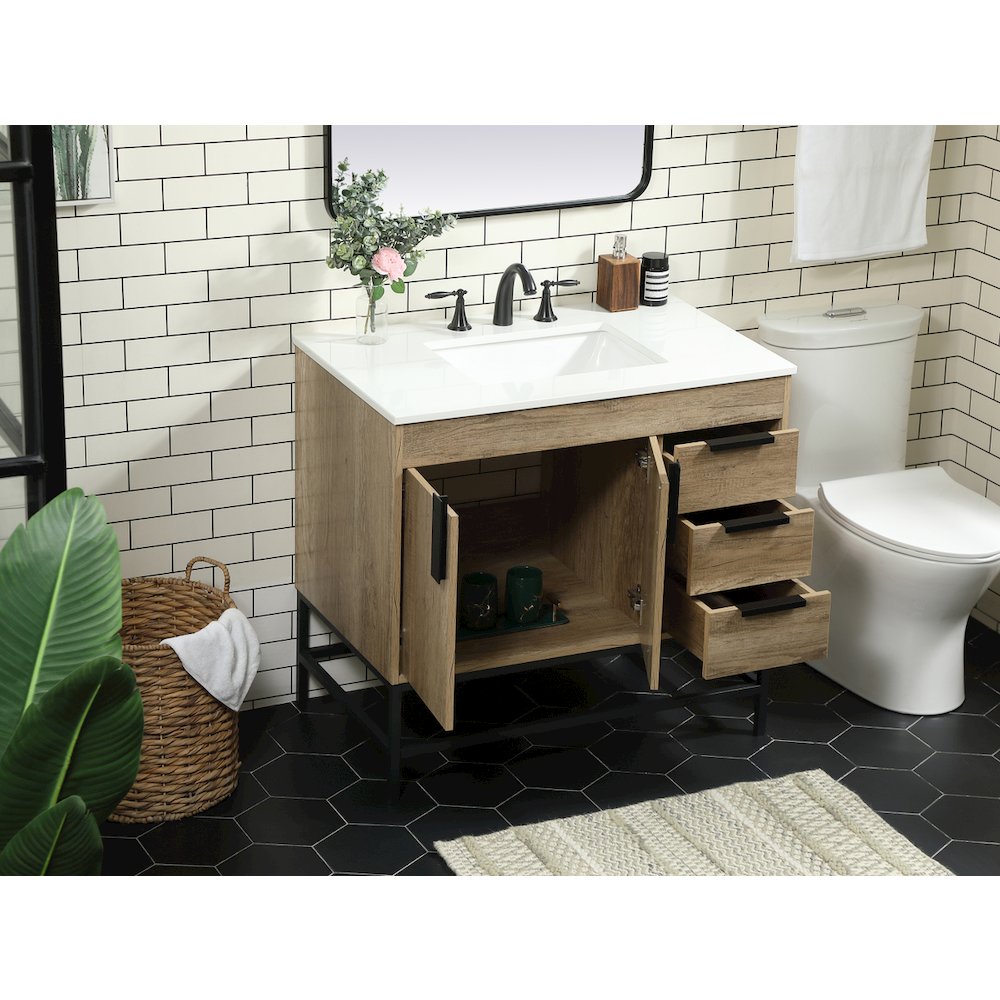 36 inch Single bathroom vanity in natural oak