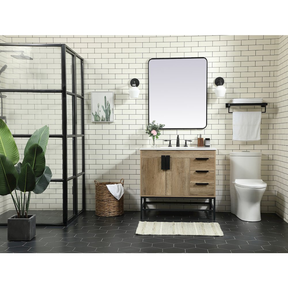 36 inch Single bathroom vanity in natural oak