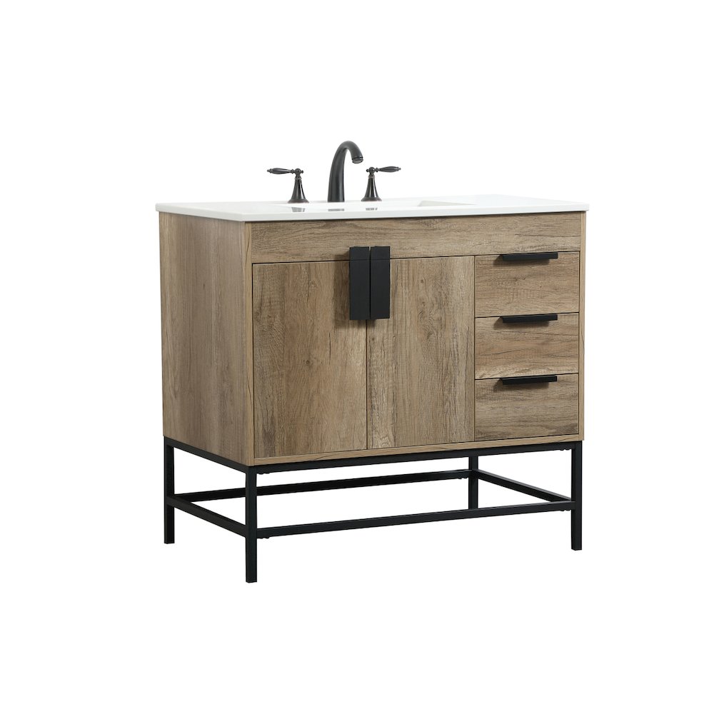 36 inch Single bathroom vanity in natural oak