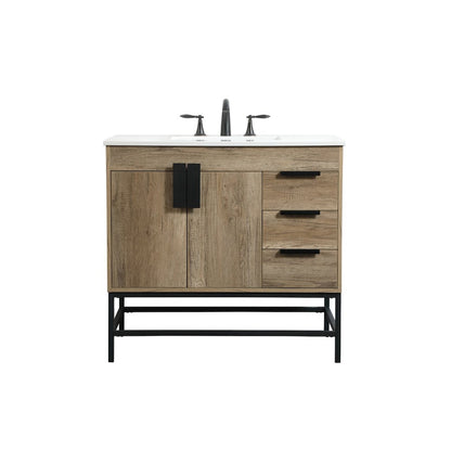 36 inch Single bathroom vanity in natural oak