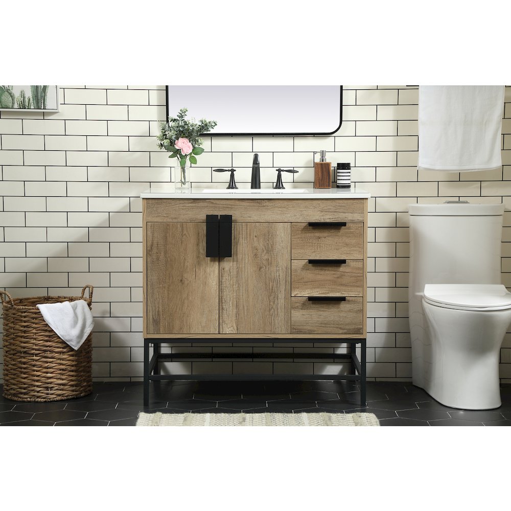 36 inch Single bathroom vanity in natural oak