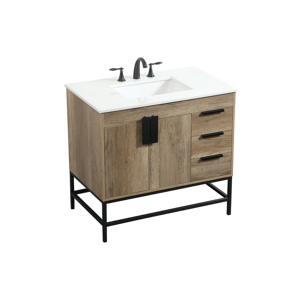 36 inch Single bathroom vanity in natural oak