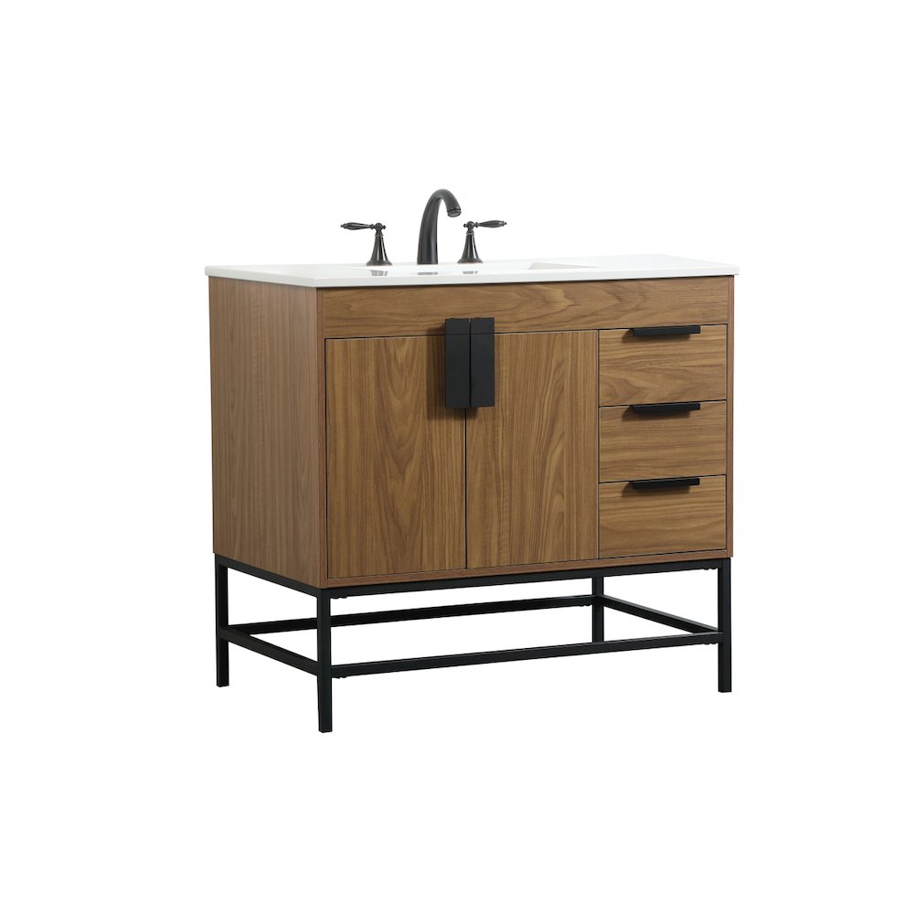 36 inch Single bathroom vanity in walnut brown