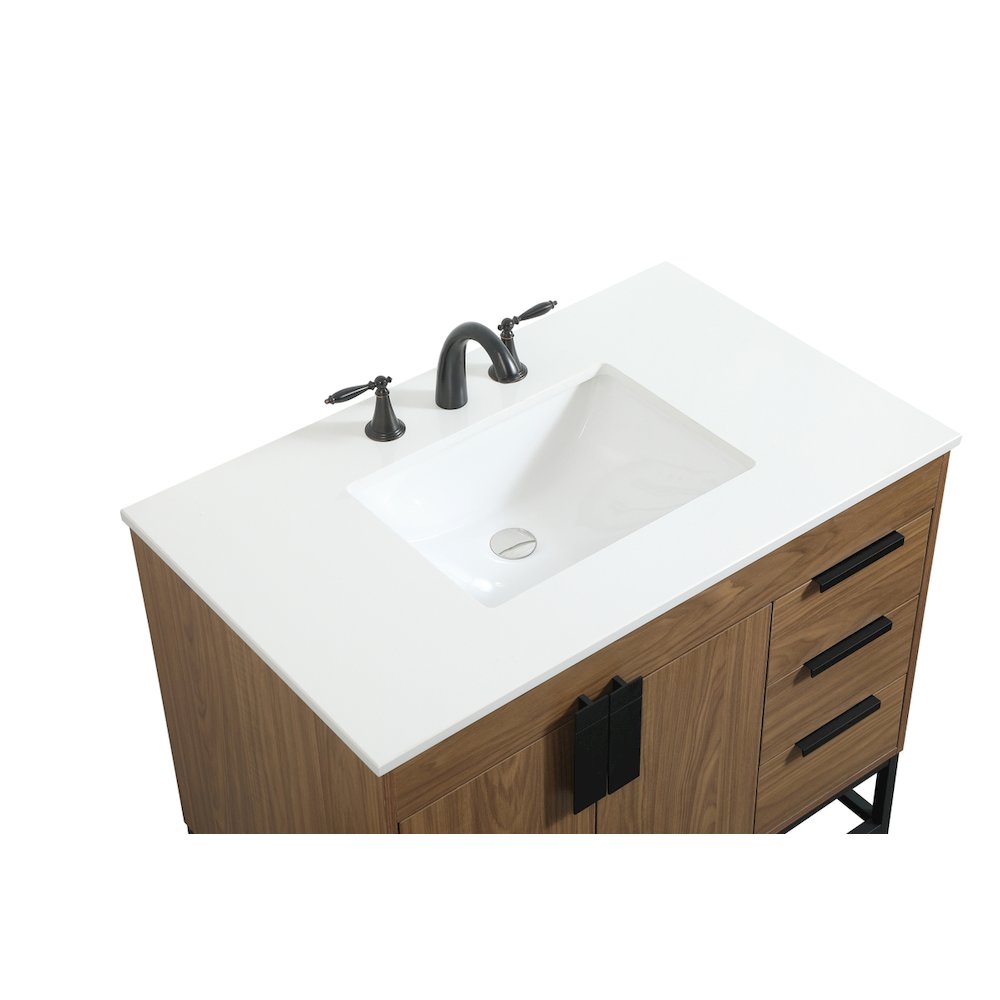 36 inch Single bathroom vanity in walnut brown